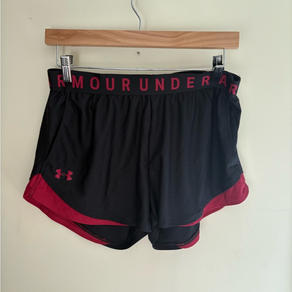 Under Armour Women's Athletic Shorts in Black and Red